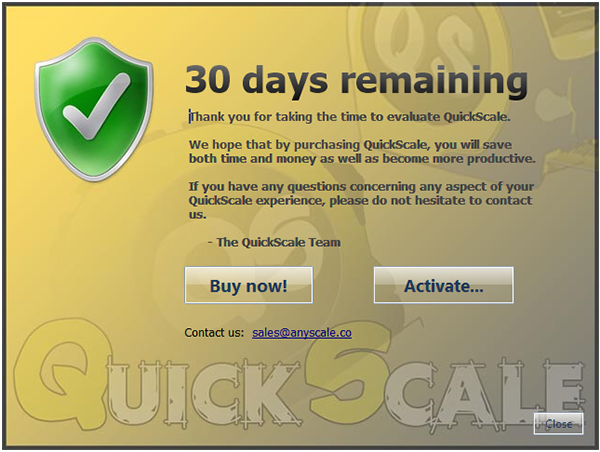 Activate from the Trial reminder dialog