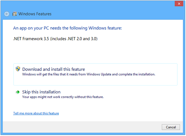 Confirm installation of the .NET Framework