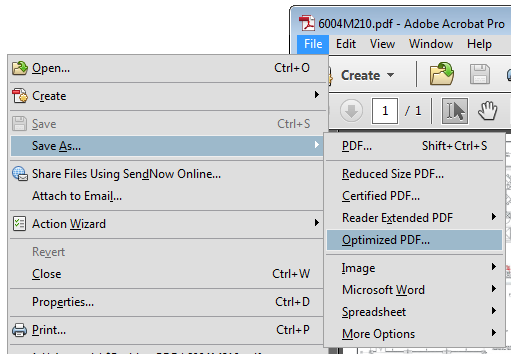 Save As in Acrobat
